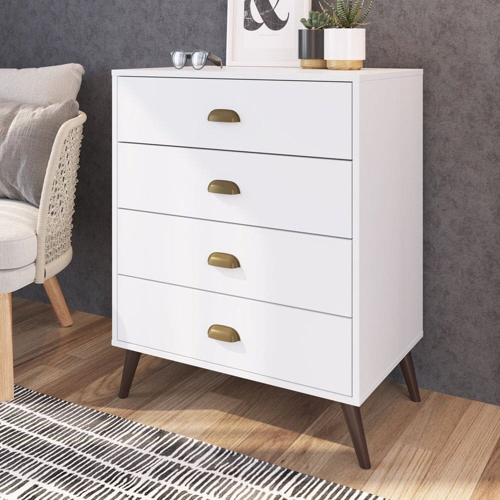 Cômoda 4 Gavetas para Dormitório 87cm X 67cm Branco