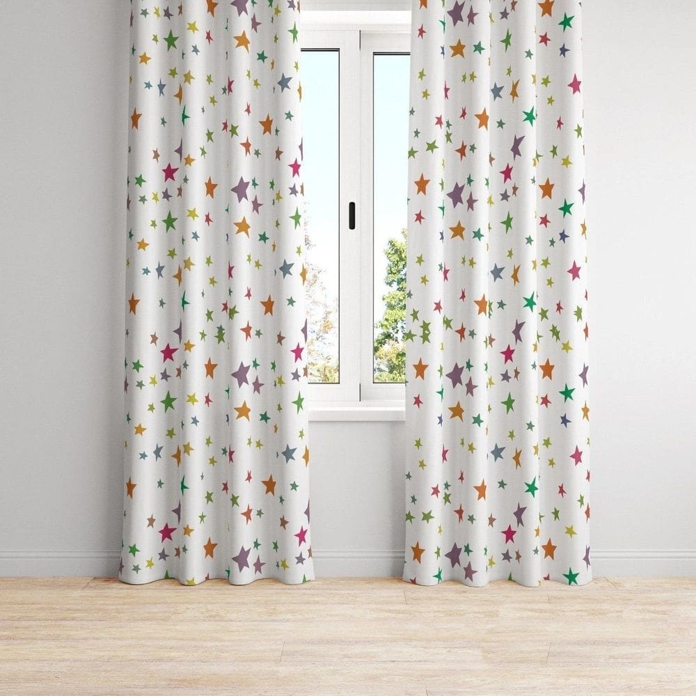 Cortina Tecido Microfibra 240cm X 170cm Constelação Kids Branco
