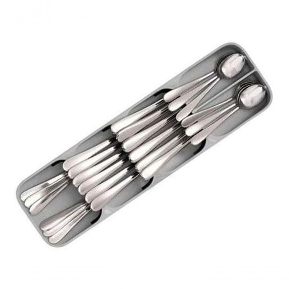 Organizador De Gaveta Talheres Separação Garfo Faca Colher Cinza