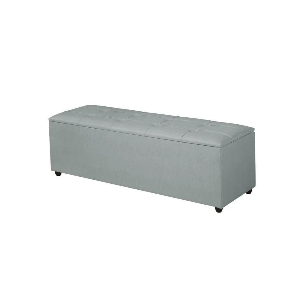 Recamier Baú Madrid 135cm Para Pés De Cama Linho Cinza