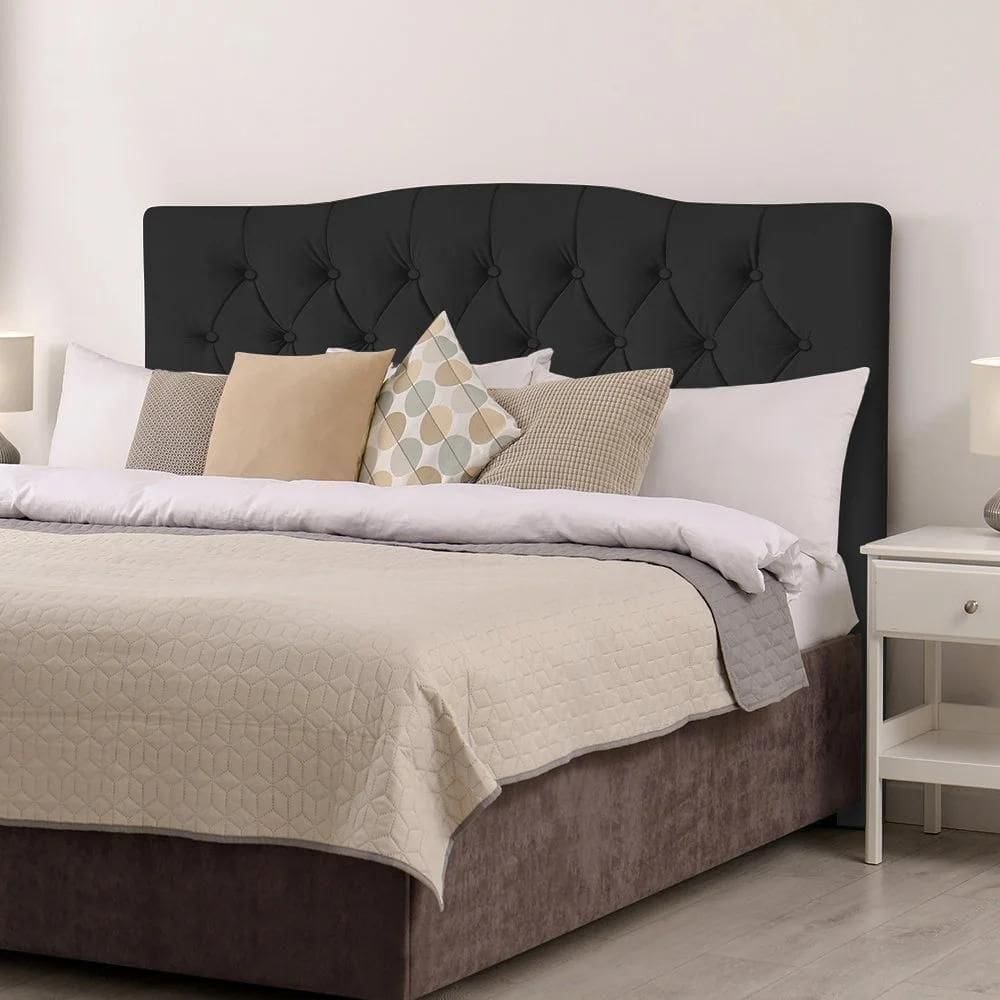Cabeceira King Estofada Lari 195cm Design Tradicional Veludo Preto