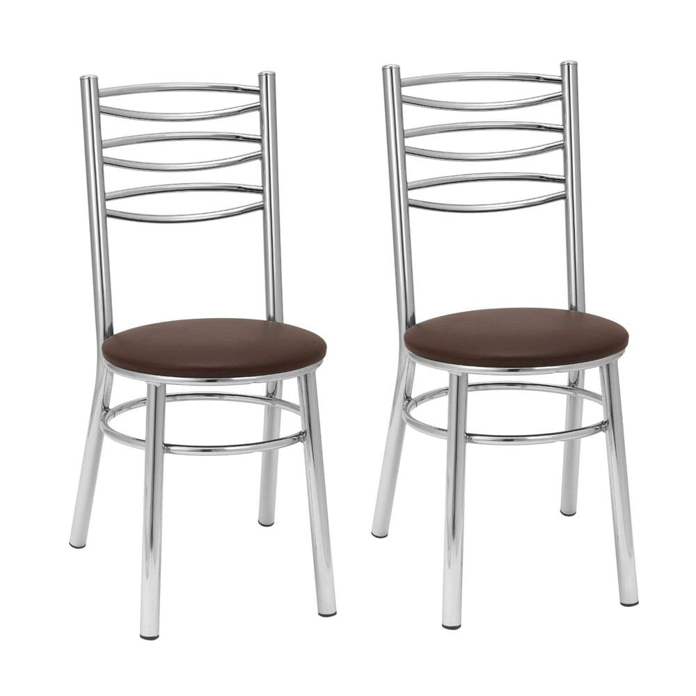 Conjunto 2 Cadeiras para Sala de Estar Cromado/Marrom
