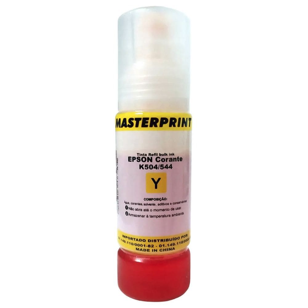 Tinta Yellow Corante Compatível 504 544 para Epson L3110 L3150 L4150 L4160 L6160 L6170 L6190 ET2700 ET3700 70ml