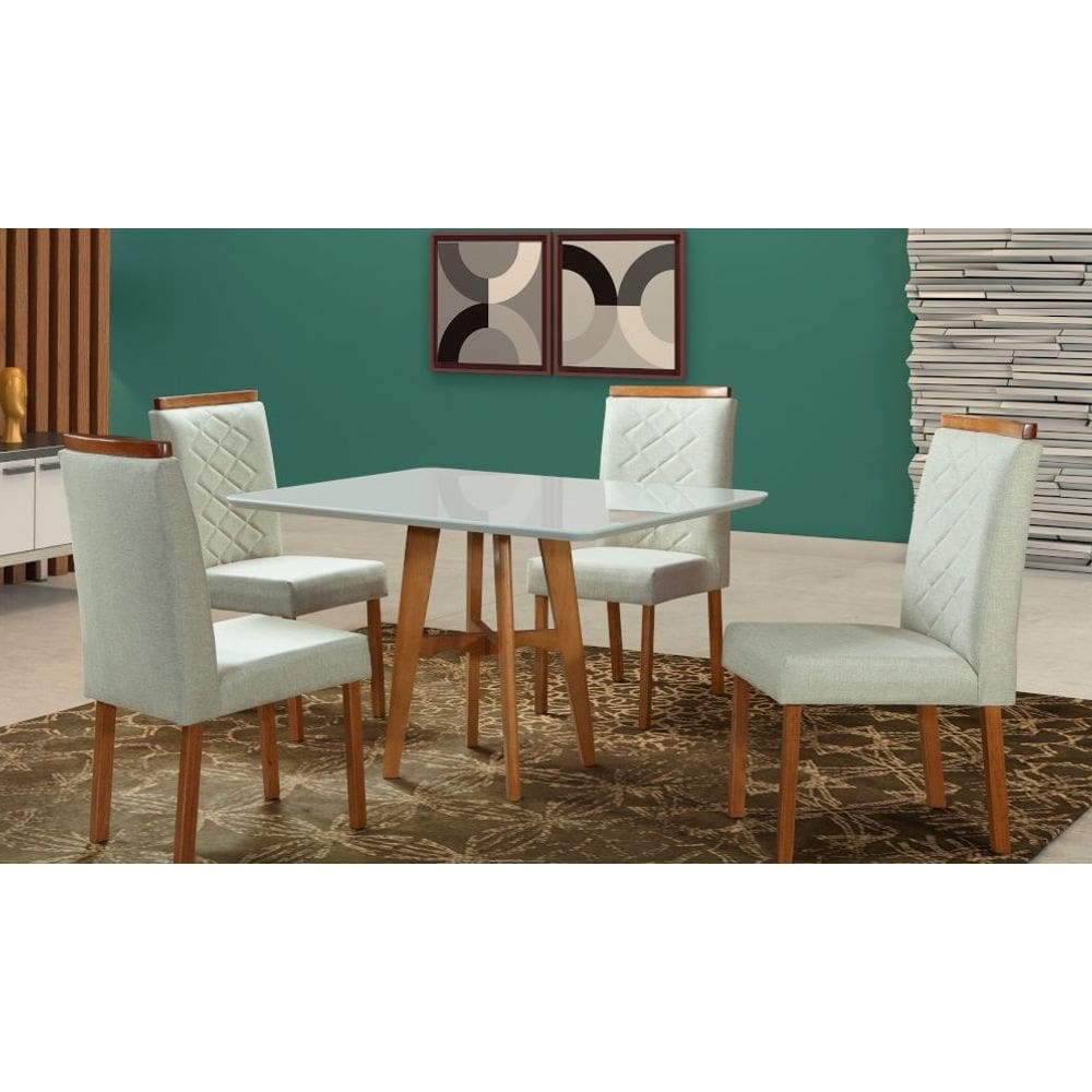 Sala de Jantar maciça 4 lugares 90x90 Milão Art Salas