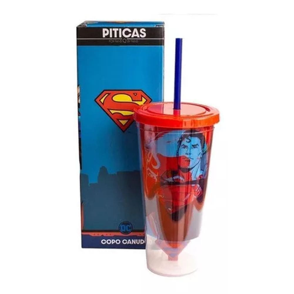 Copo Canudo Super Man 473ml - Piticas