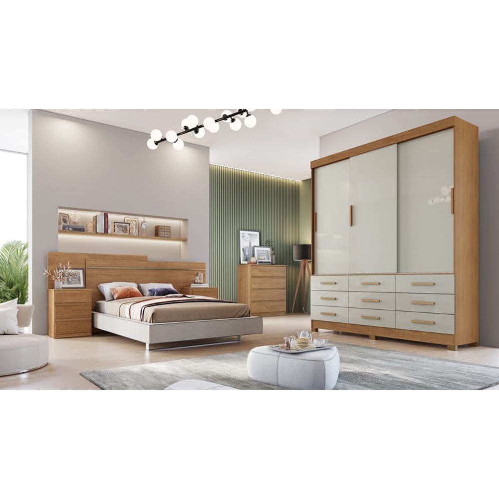 Guarda Roupa Solteiro 3 Portas 9 Gav Buriti Novo Horizonte