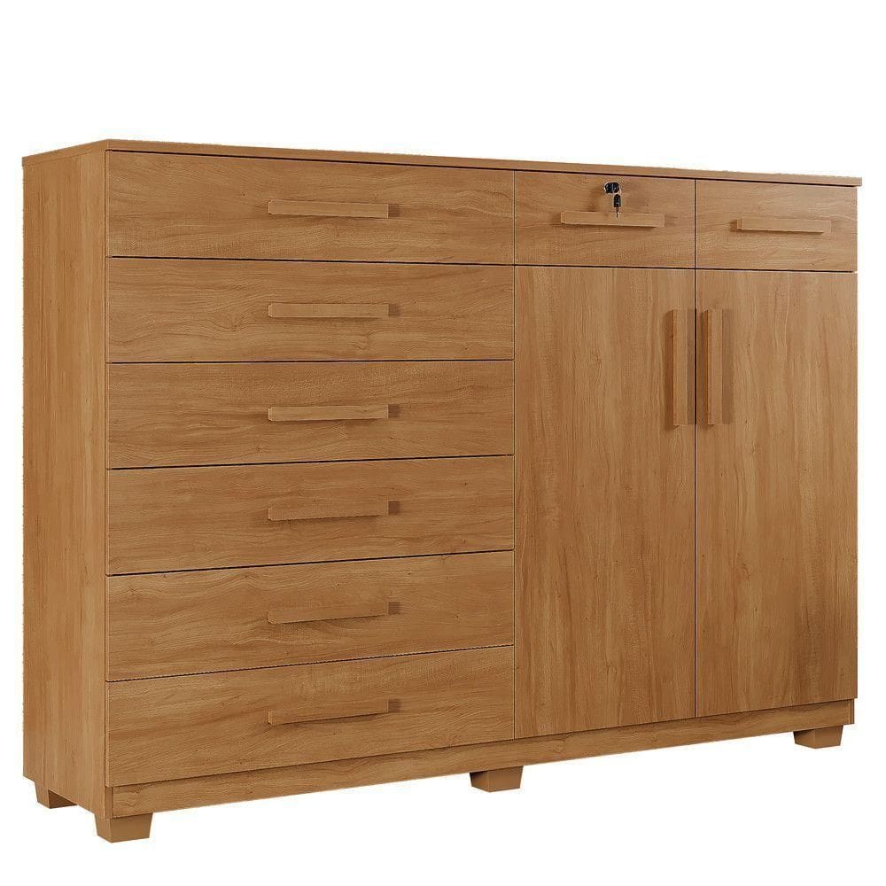 Cômoda Portugal 8 Gavetas 2 Portas 2 Prateleiras Cinamomo