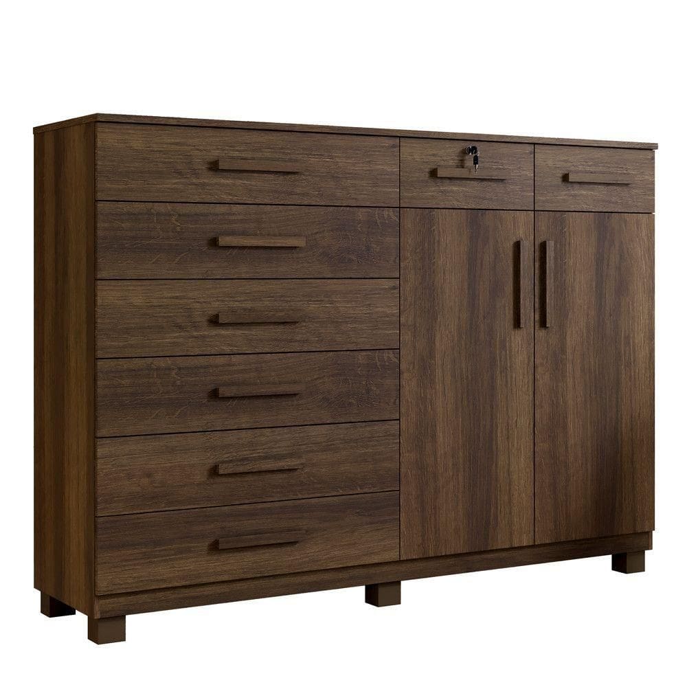 Cômoda Portugal 8 Gavetas 2 Portas 2 Prateleiras Imbuia