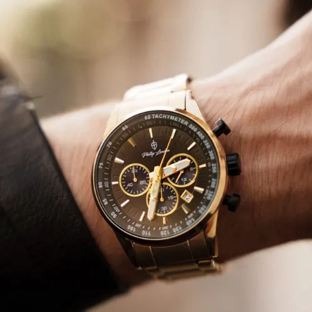 Relógio Masculino Hazard Steel Golden 43mm | Extra