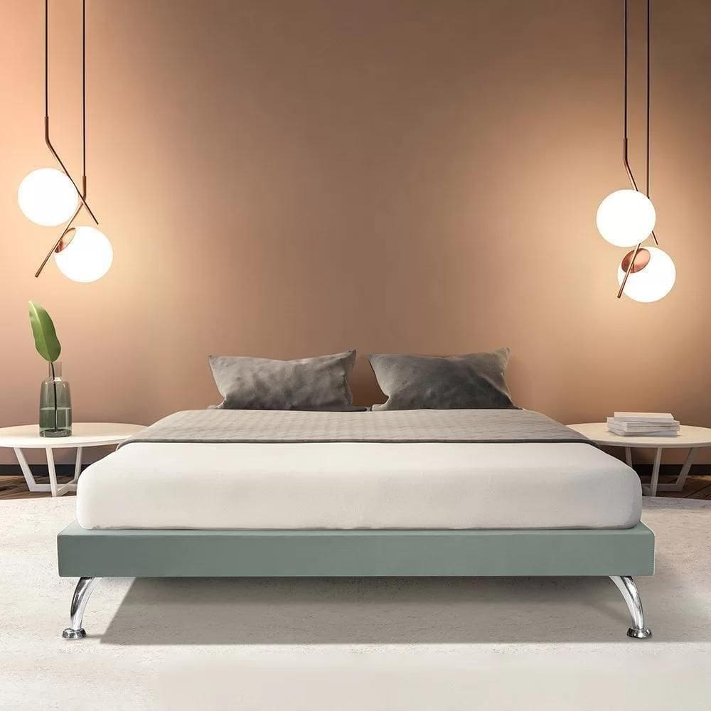 Estrutura Para Cama Casal Base Japonesa 140cm Veludo Cinza