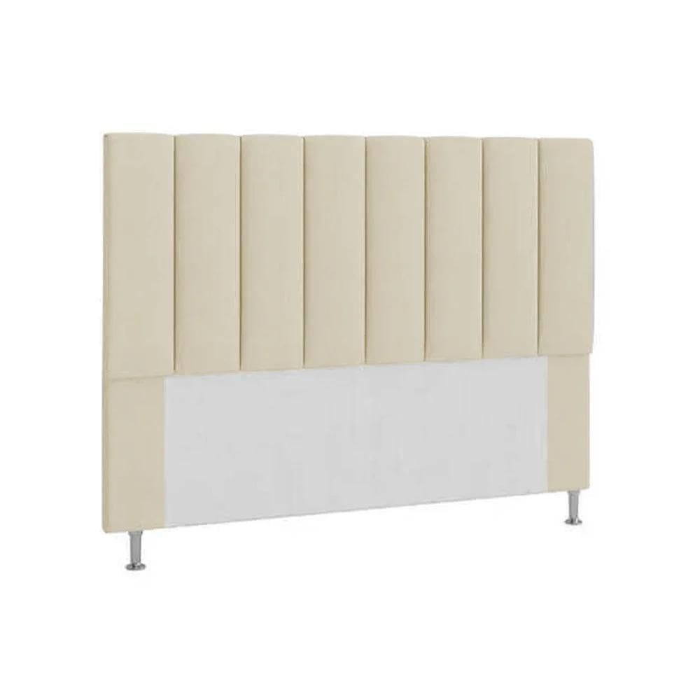 Cabeceira Casal Estofada Carla 140cm Em Suede Bege