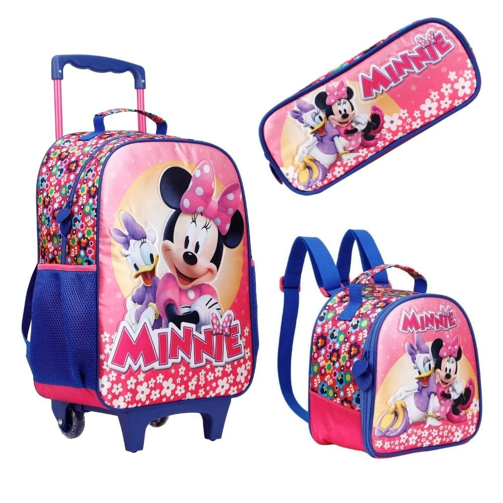 Mochila Com Rodinhas com alça nas costas infantil  Escolar Minnie Disney