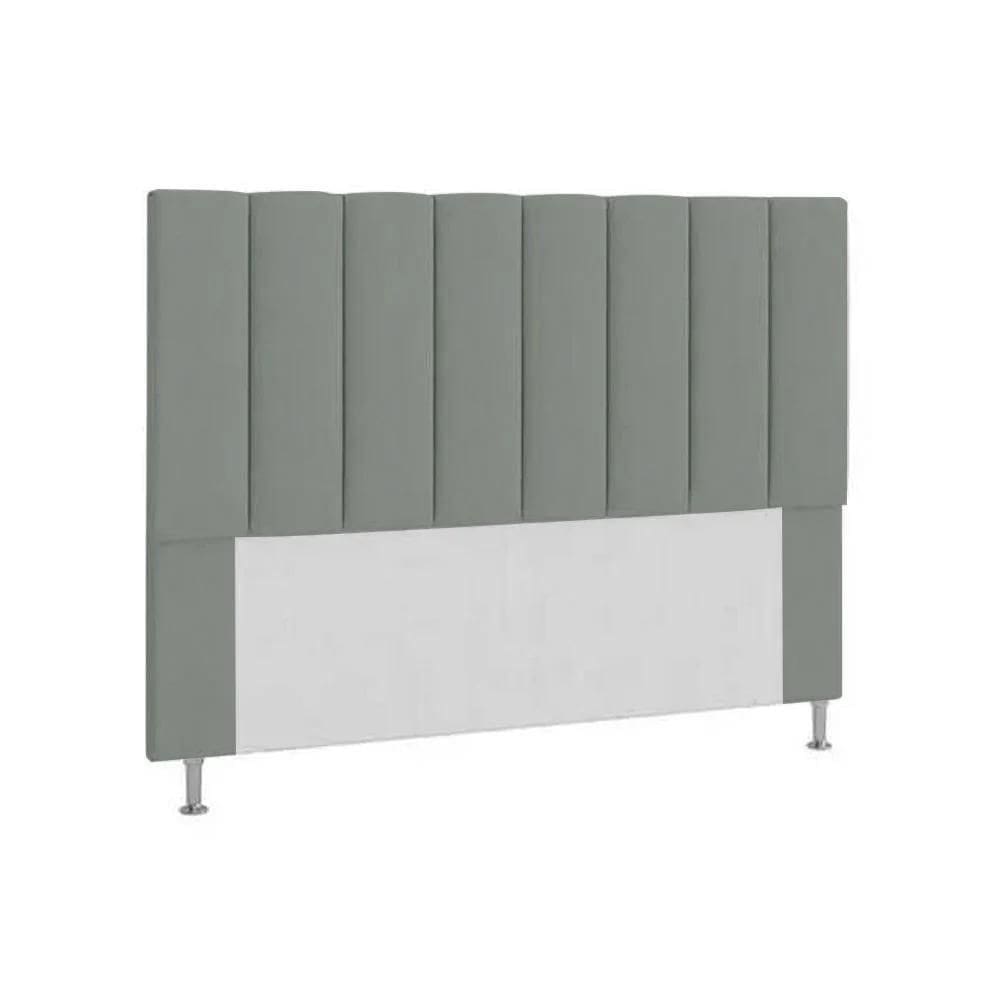 Cabeceira Casal Estofada Carla 140cm Em Suede Cinza
