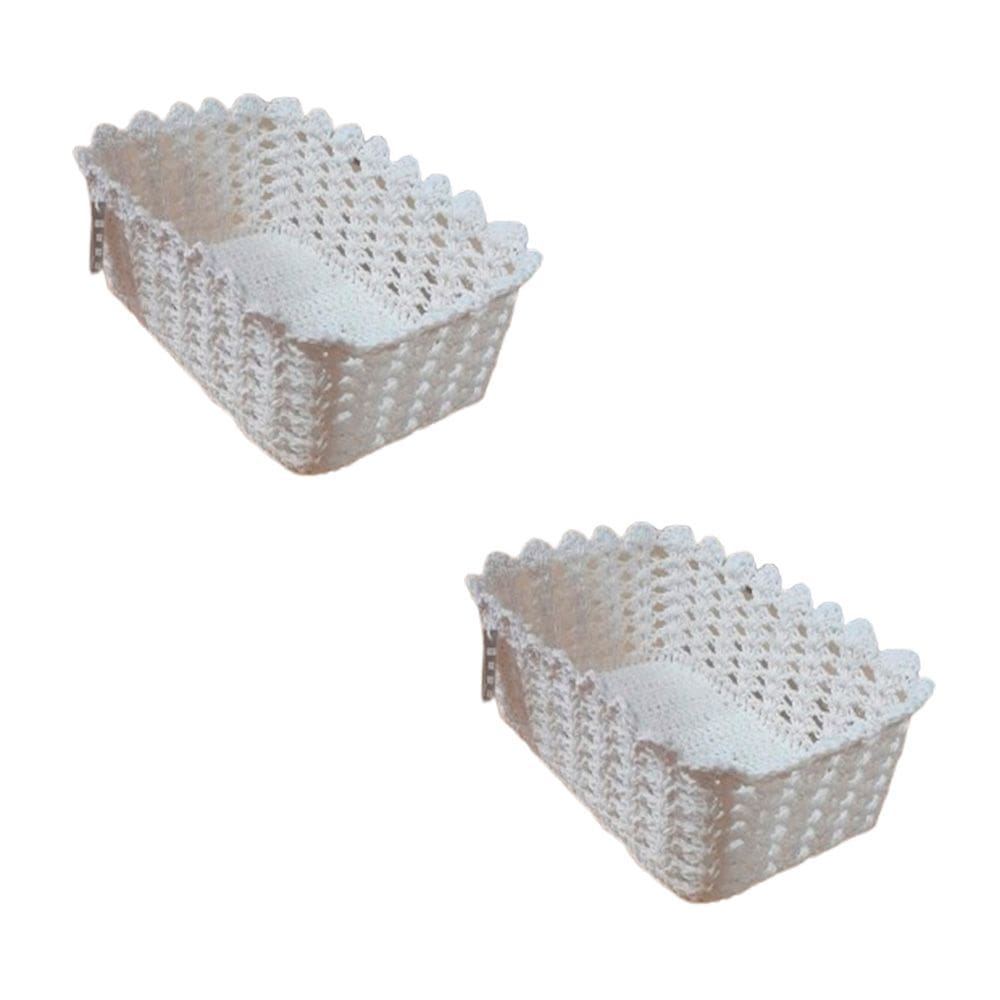 Kit 2 Cestos Organizador De Croche Retangular 26 x 18cm