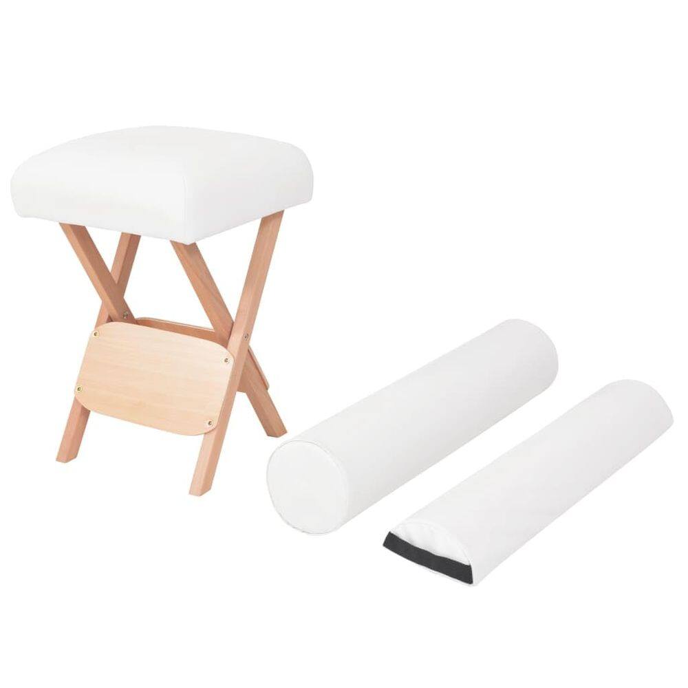 Conjunto de banquetas e almofadas de massagem vidaXL Professional White