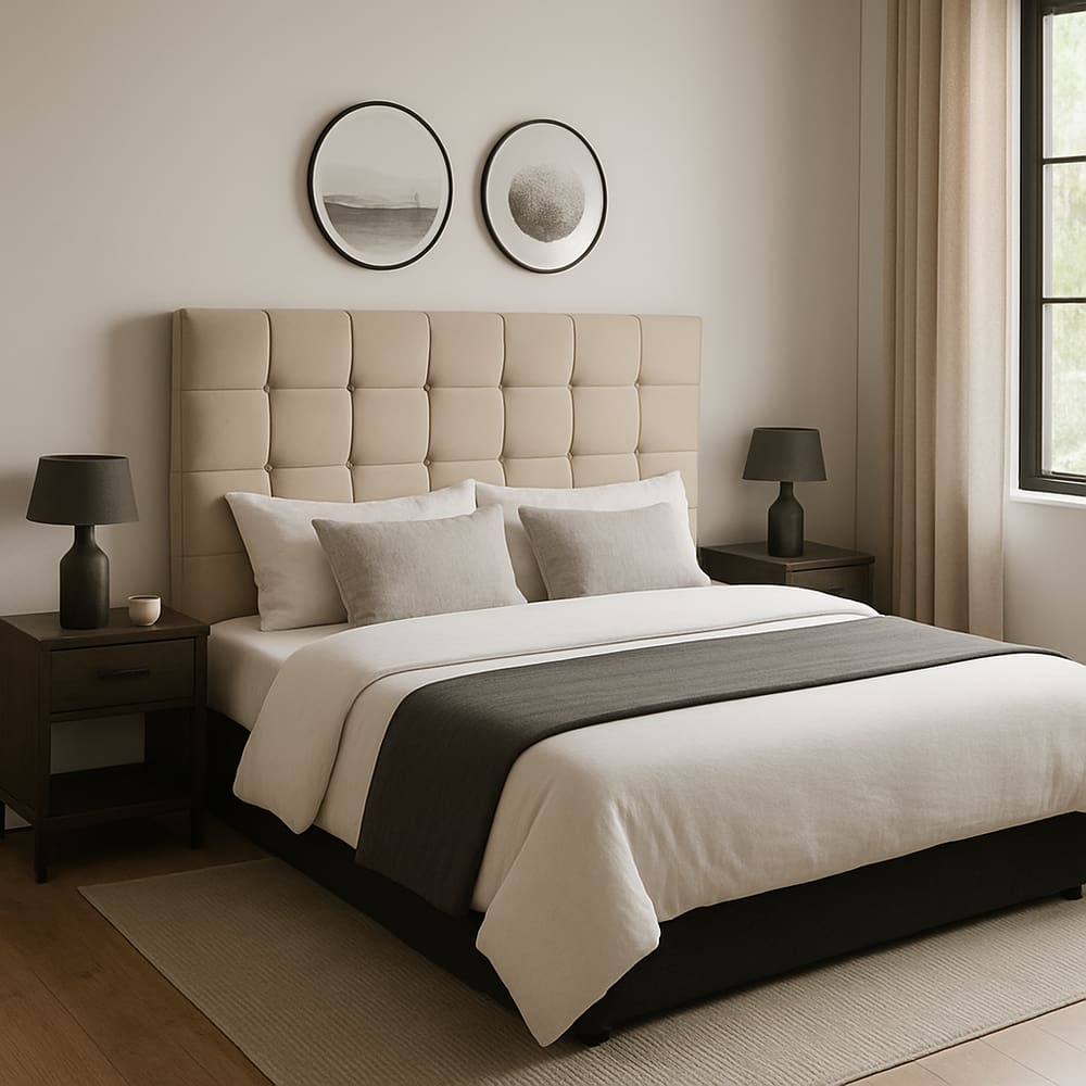 Cabeceira Cama de Casal 140 cm  Malta em Suede Com Frame