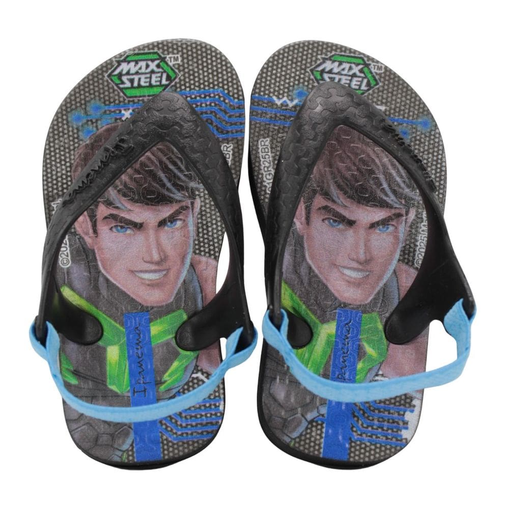 Chinelo Bebê Ipanema 26349 Max Steel Preto e Azul