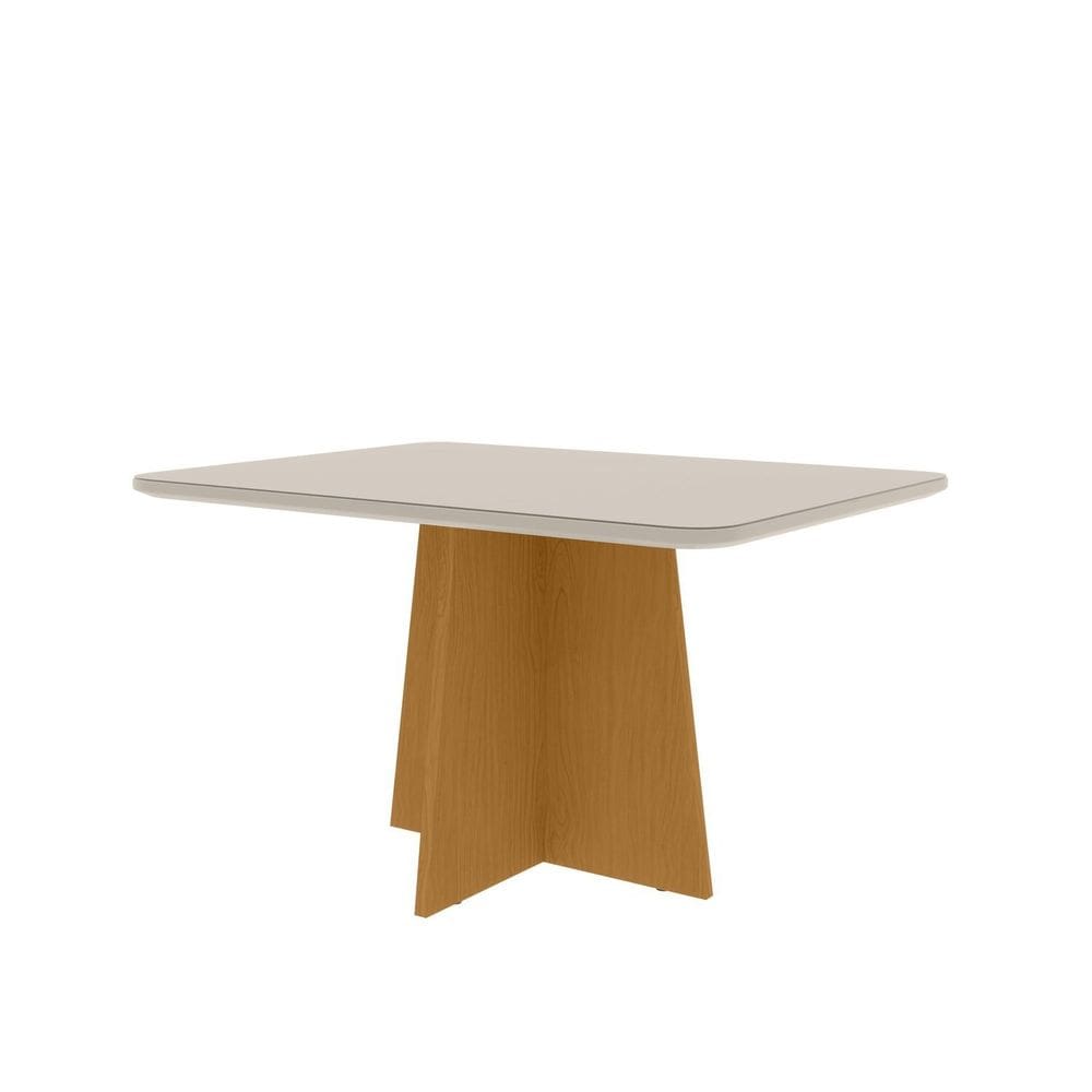 Mesa 120x90cm Tampo Mdf e Vidro Evora nature / Off white