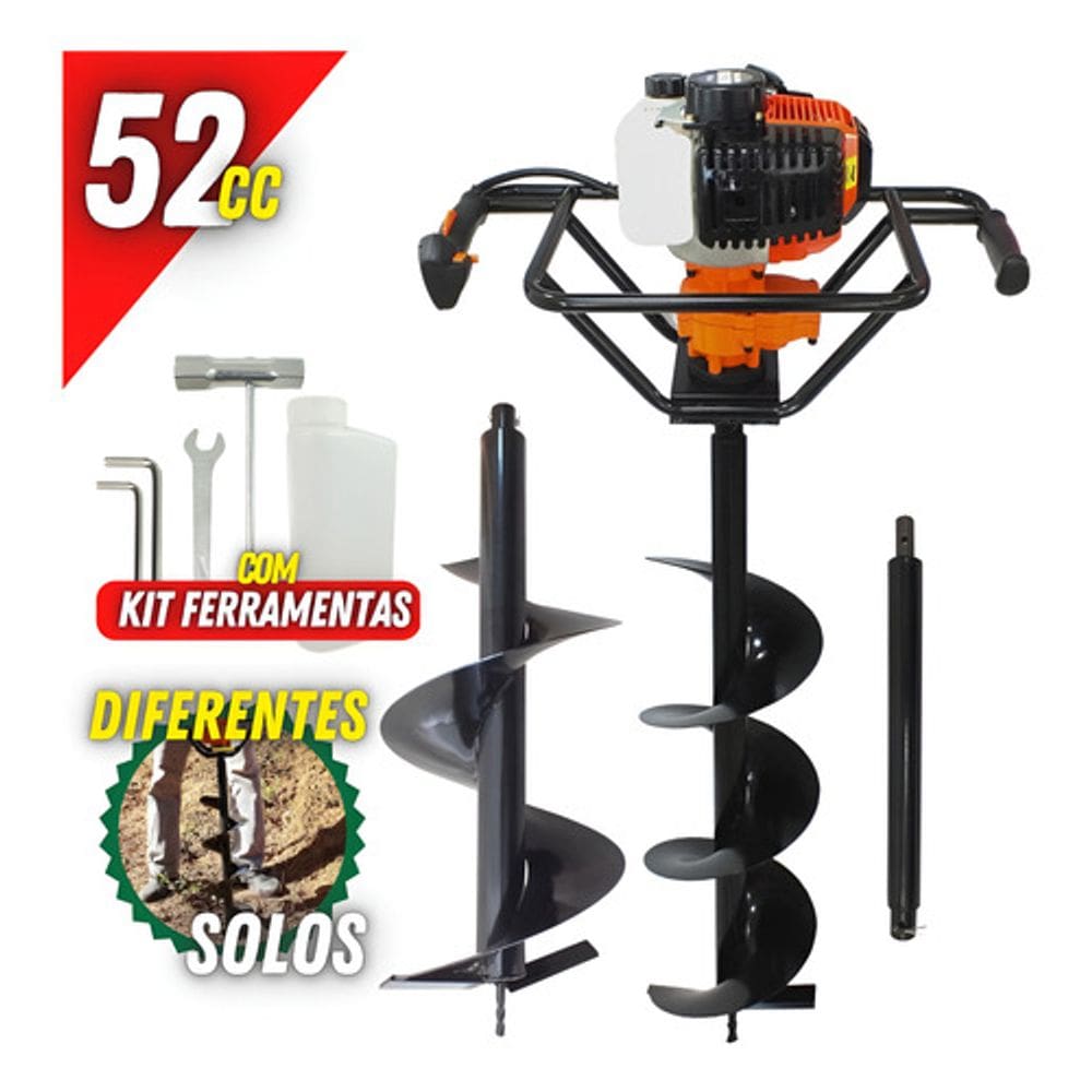 Maquina De Fazer Buraco Vulcan 52cc + Broca 80x25 + Extensao