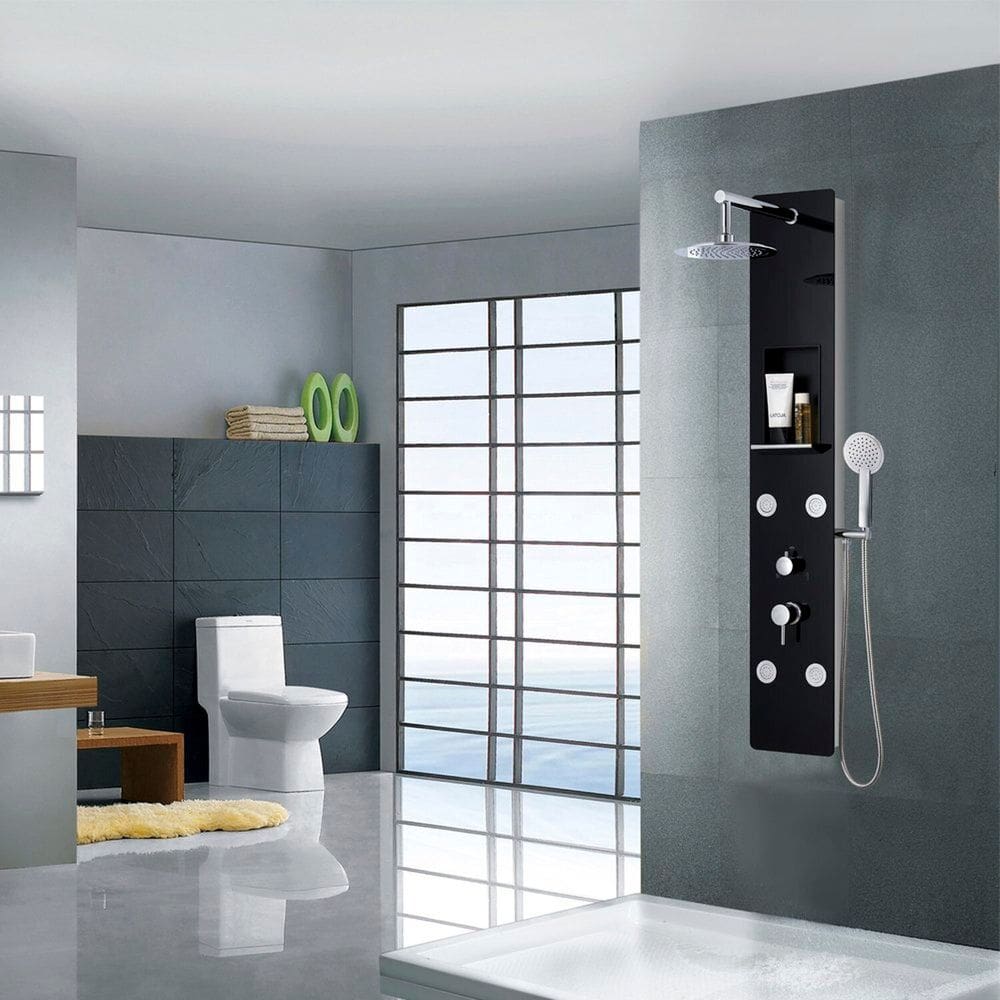 Chuveiro com Hidromassagem Vertical Maldivas Ohome Preto