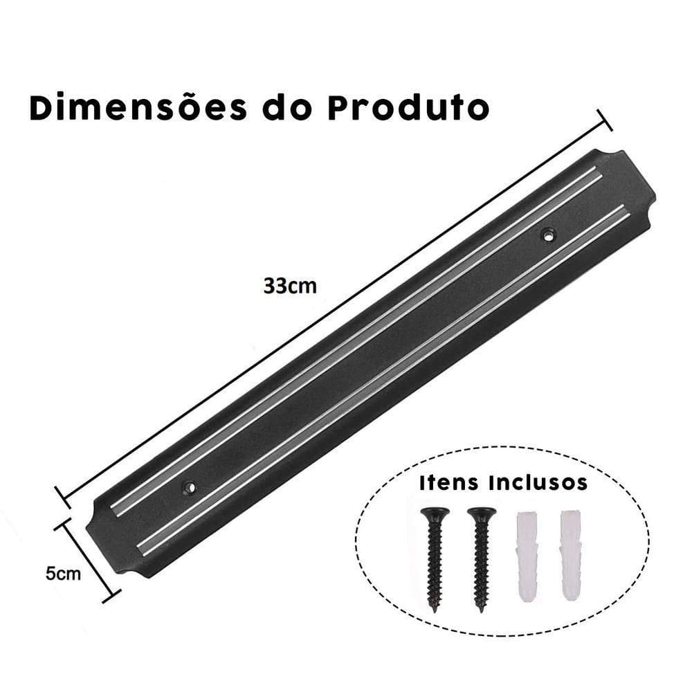 Barra Magnetica Facas Porta Ferramenta Cozinha Faqueiro De Parede 33cm