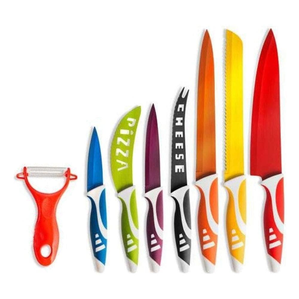 Kit De Facas De Cozinha Premium Colors 8 Peças Ralador