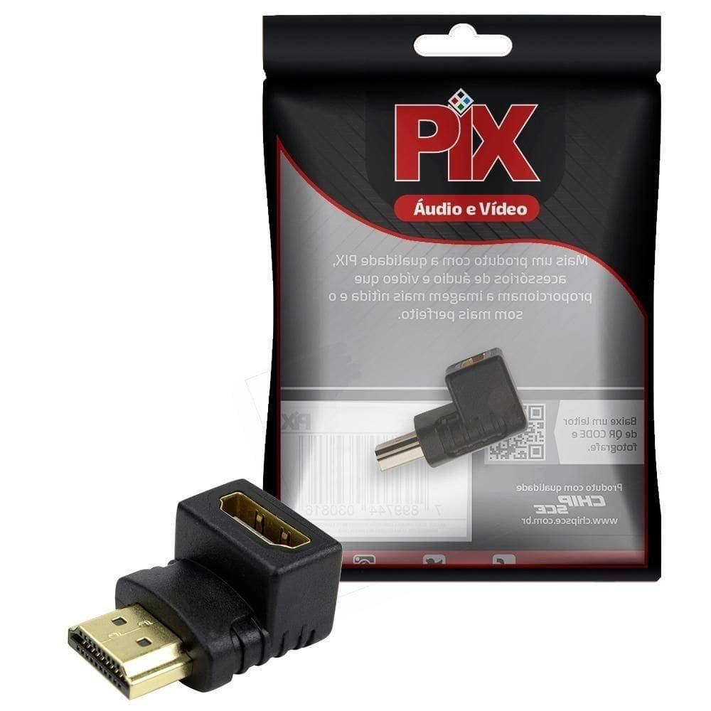 Adaptador Hdmi Macho X Hdmi Femea 90 Graus Pix 003-8603
