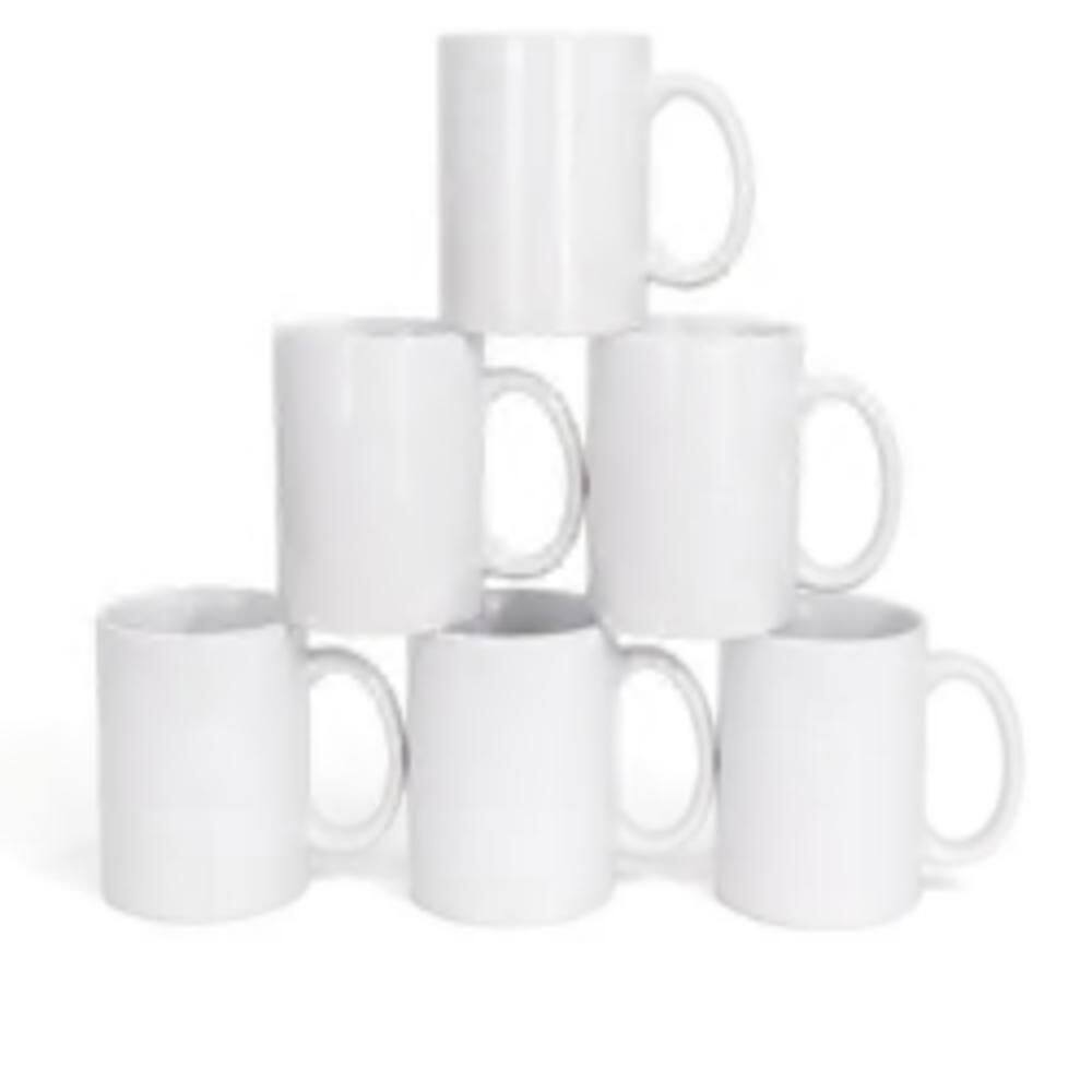 Kit 6 Caneca Ceramica Branca 325ml Conjunto Porcelana Classe Aaa Para Dtf Uso Diario Luxo Premium