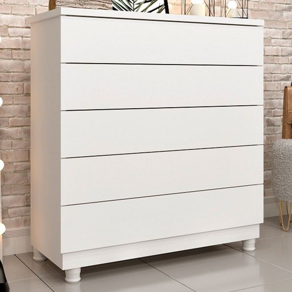 Cômoda Dona Premium 5 Gavetas Neve - Pnr Móveis