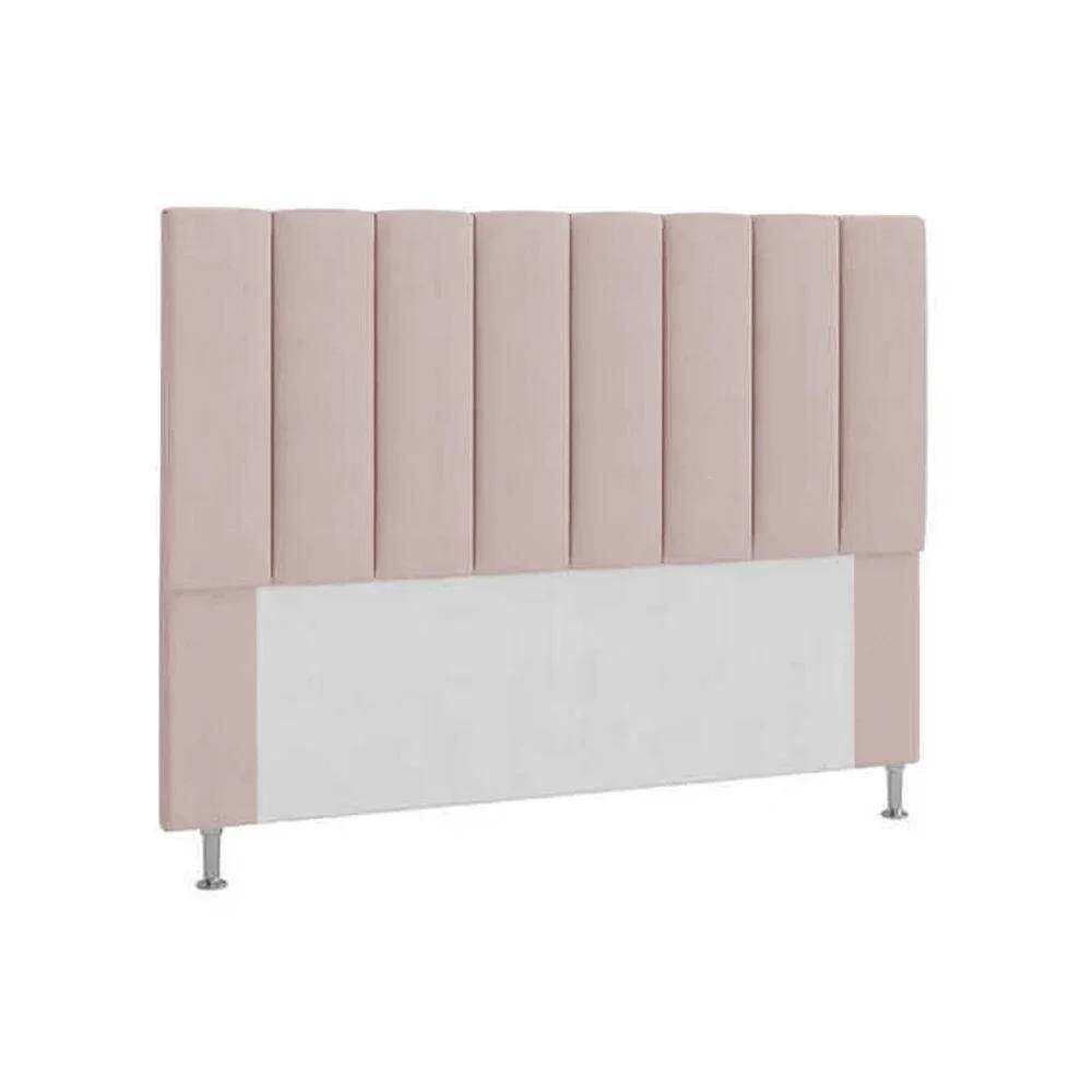 Cabeceira Solteiro Estofada Carla 90cm Em Suede Rosê