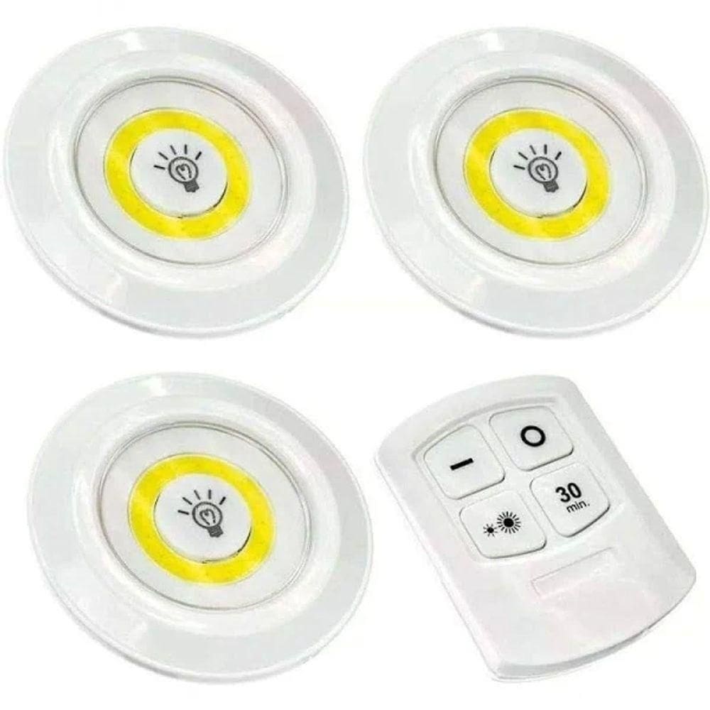 Kit 3 Lâmpadas Luminária Led Controle Sem Fio