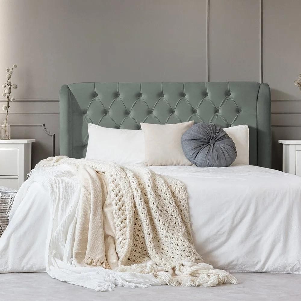 Cabeceira King Estofada Londres 195cm Imponente Veludo Cinza