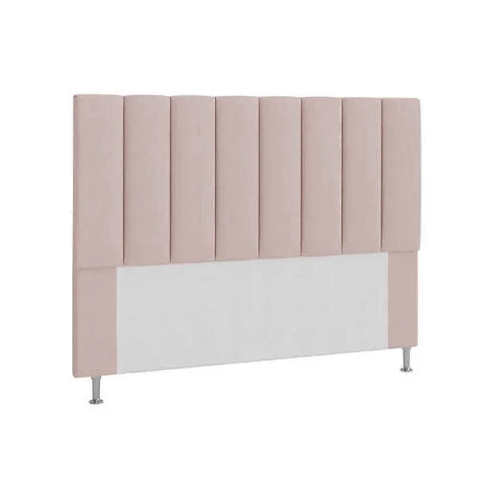 Cabeceira Queen Estofada Carla 160cm Em Suede Rosê
