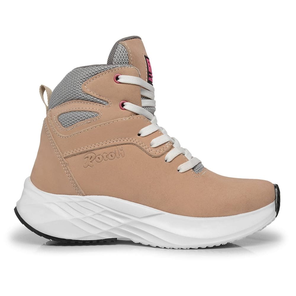 Tênis Academia Cano Alto Couro Super Leve Rosa Confort Rosa