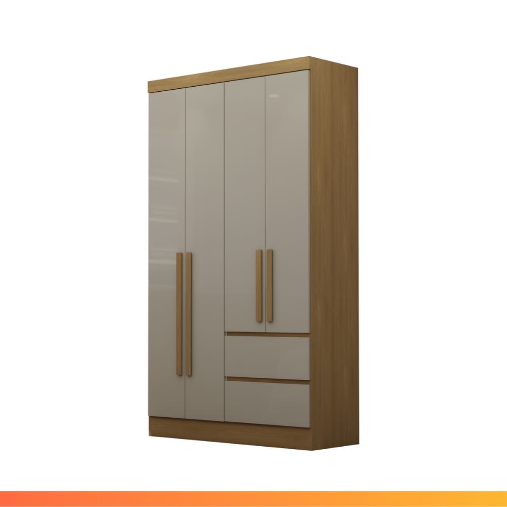 Guarda Roupas Solteiro 4 Portas 2 Gavetas Malta Luciane