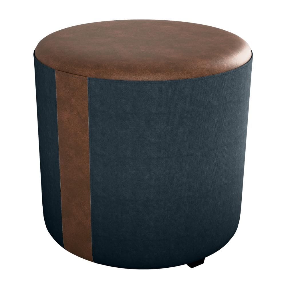 Puff Redondo Copenhage Corano Marrom Veludo Light Milani Store