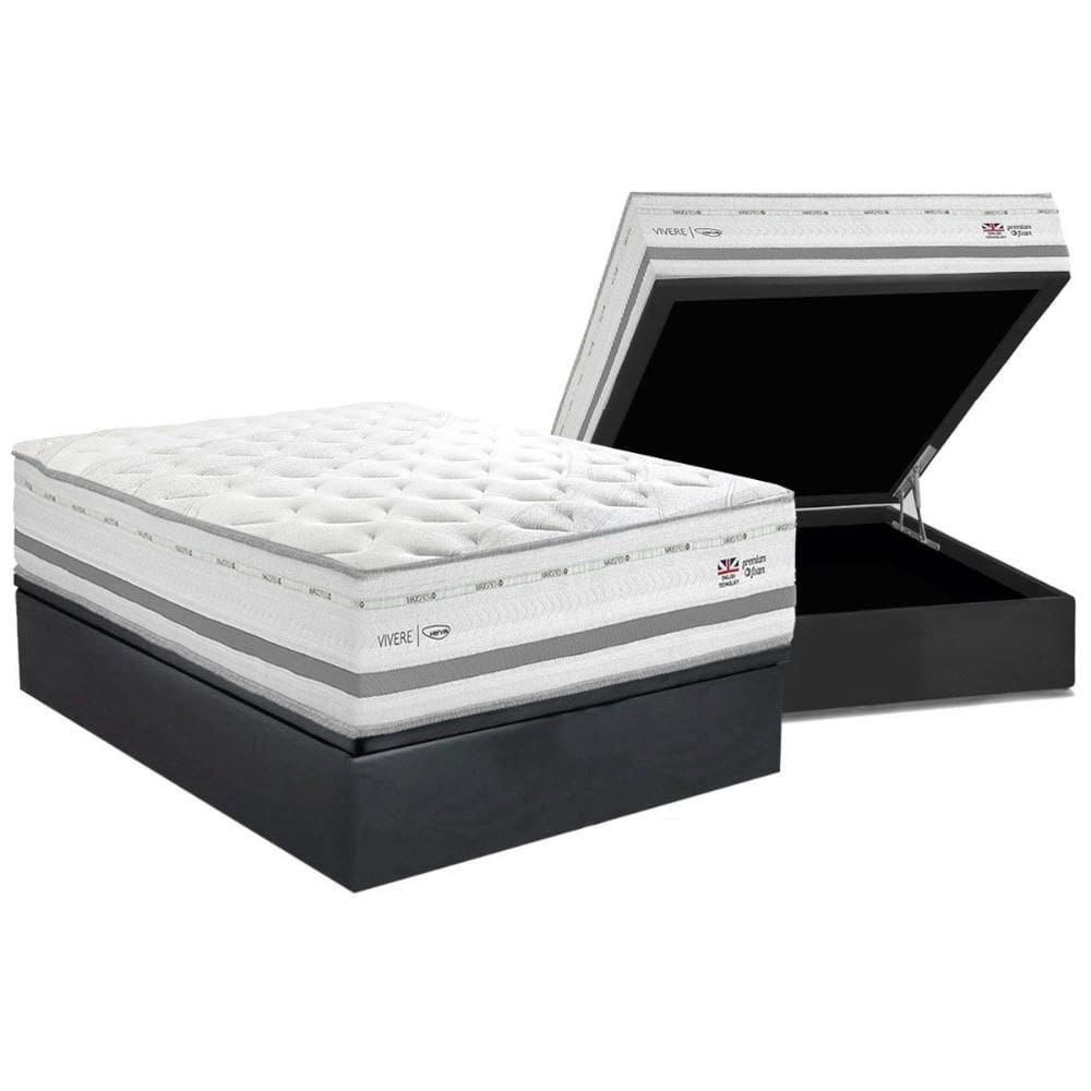 Conjunto Box Baú Casal: Colchão Molas Herval Maxspring C1756 c/ Massagem + Base CRC Suede Gray (138x188)