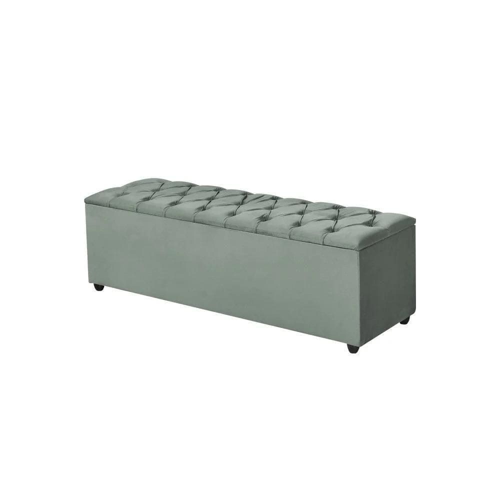 Recamier Baú Liverpool 85cm Compacto Veludo Cinza