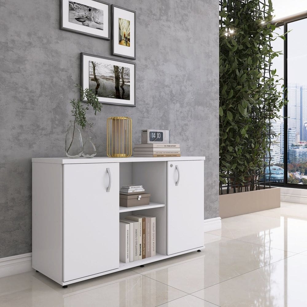 Armário Credenza 02 Portas Pivotante Branco