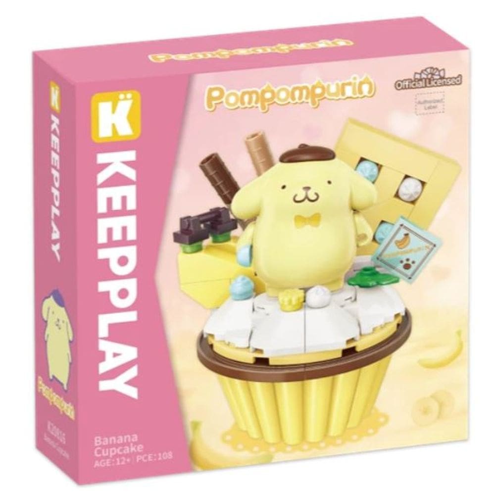 Bloco de Montar Keepplay Cupcake Banana Pompompurin Hello Kitty e Amigos