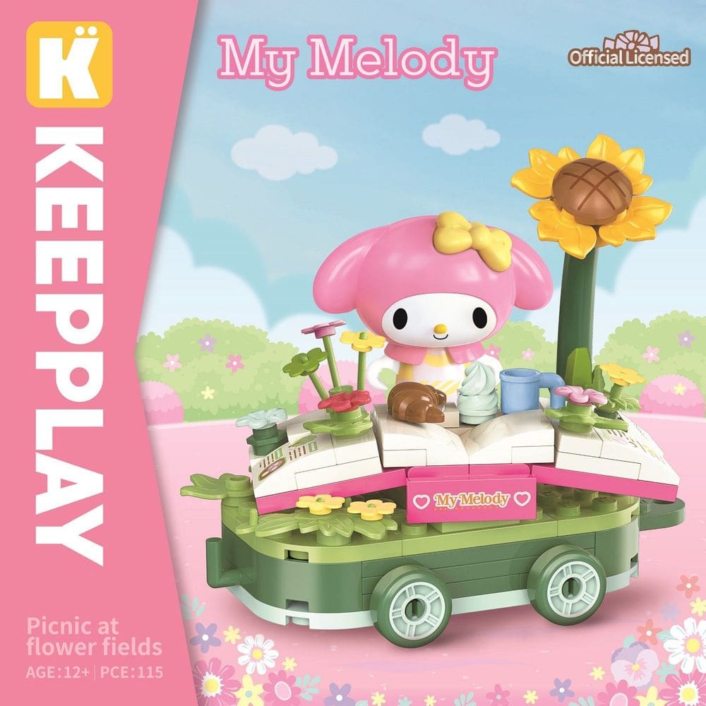 Bloco de Montar Keepplay Piquinique no Campo Florido Hello Kitty e Amigos