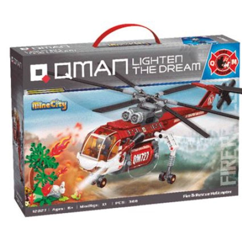 Bloco de Montar Keepplay Helicóptero de Resgate e Incêndio Mine City