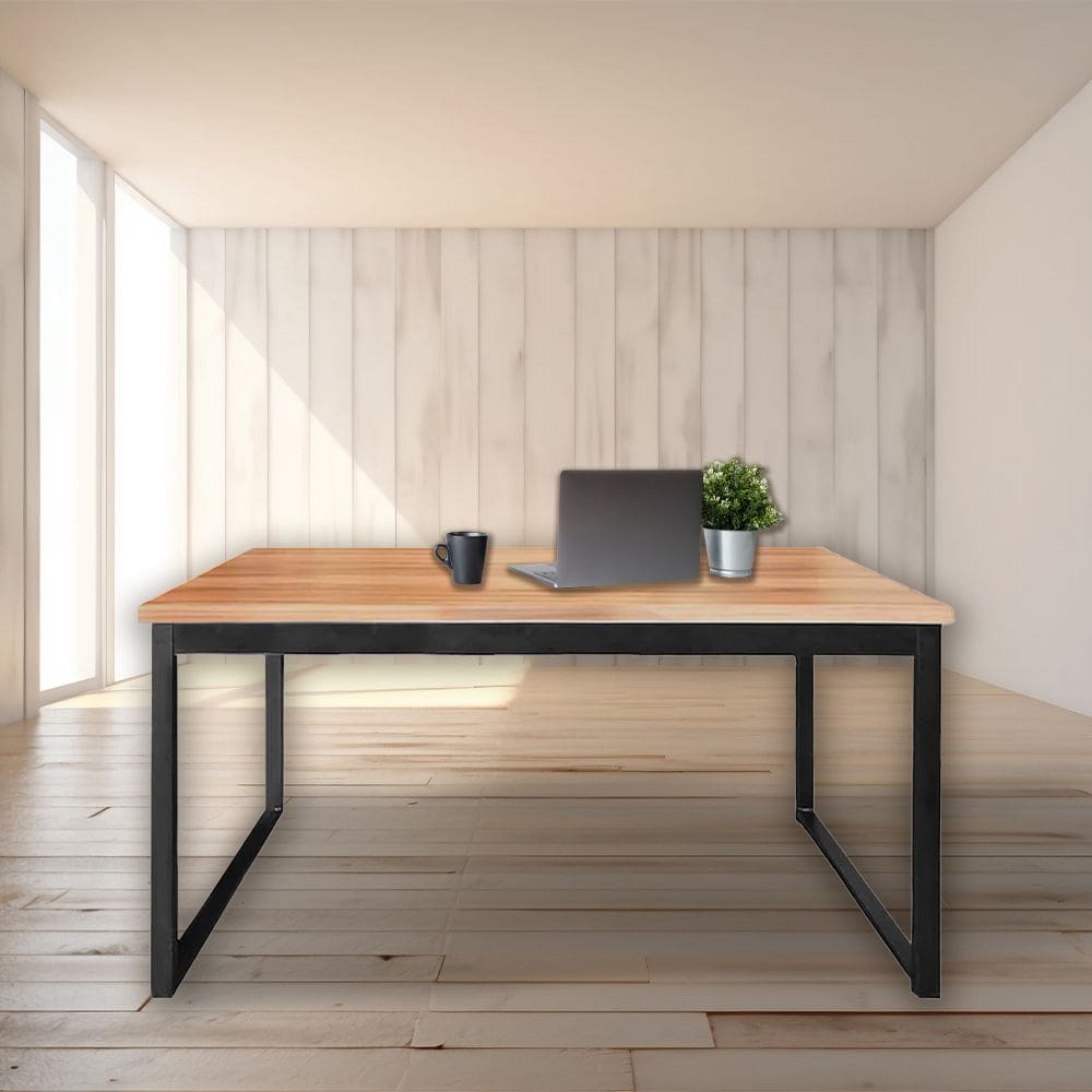 Mesa de Escritório Tampo Grosso Resistente Mdf e Ferro 1,20m Canela/preto