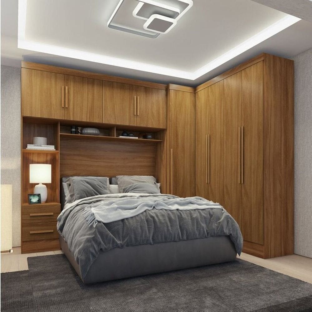 Guarda-roupa Modulado Casal 3 Peças 5 Portas 5 Gavetas com Maleiro Smart Plus Cinamomo