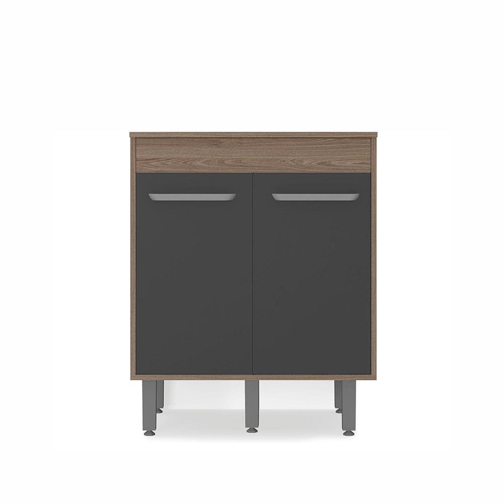 Balcão 2 Portas 70cm (Com Tampo) Barcelona Carvalho Grafite  - SSX Multicoisas