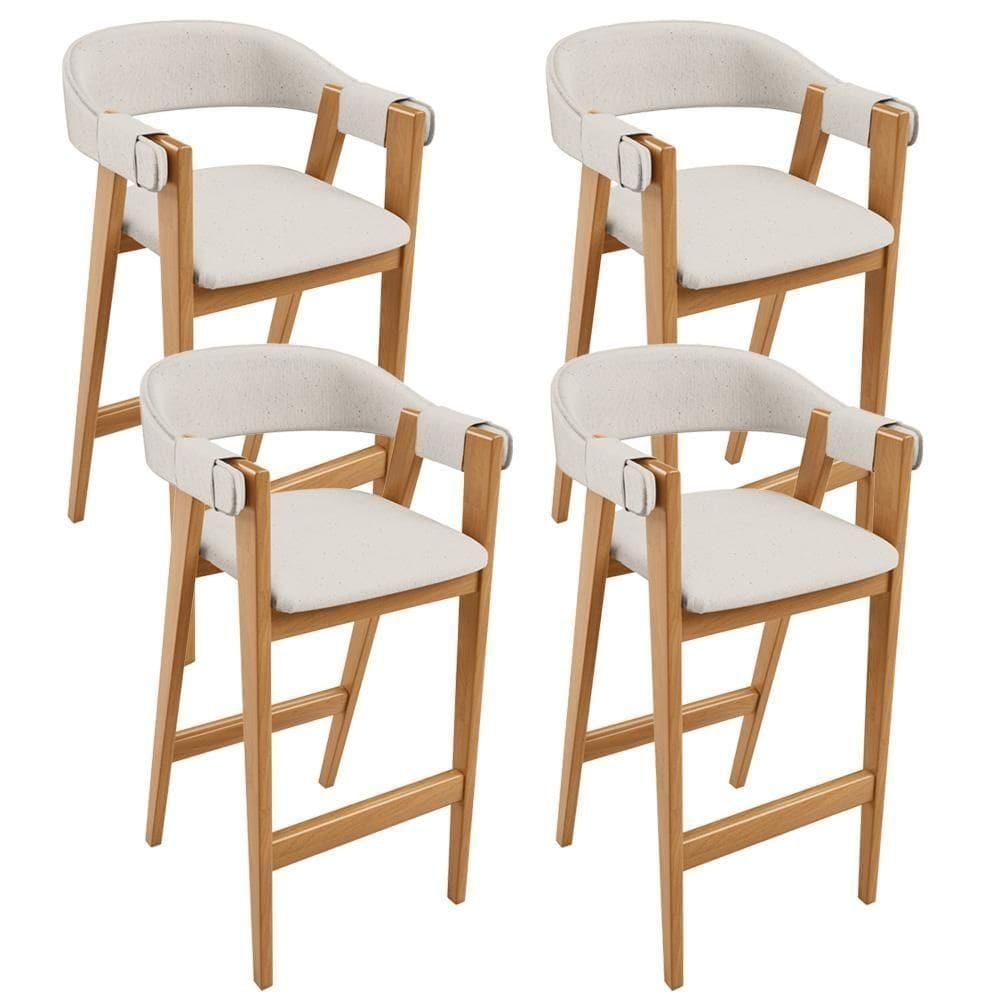 Kit 04 Banquetas Alta Bar Cozinha Sala De Jantar Bar Nadja L02 Linho Cru - Lyam Decor