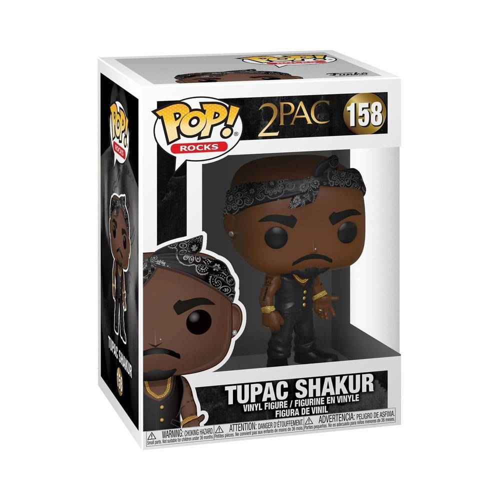 Boneco de ação Funko POP! Rocks Tupac com colete e bandana