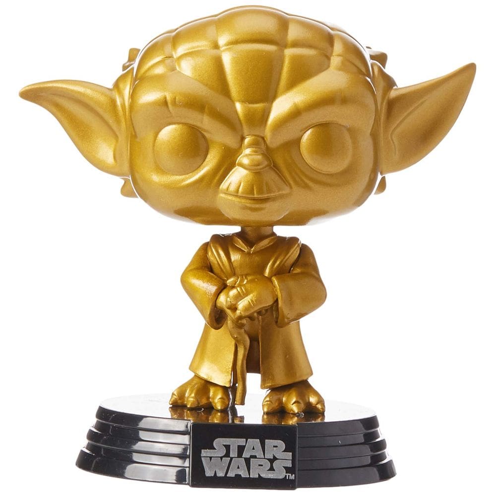 Boneco metálico POP Star Wars Yoda Gold exclusivo da Funko