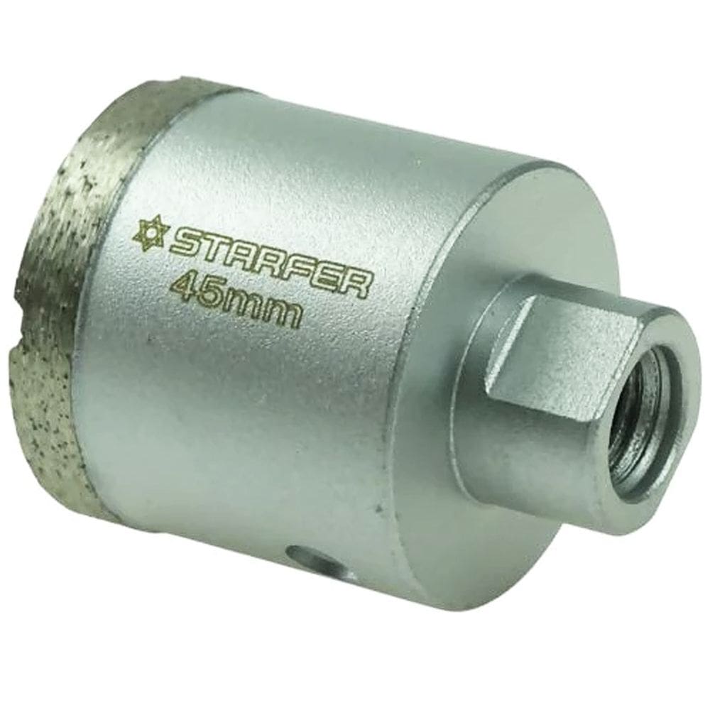 Broca Serra Copo Diamantada 45mm Rosca M14 para Esmerilhadeira Furos Limpos Telhas Tijolos Cêramica Azulejo