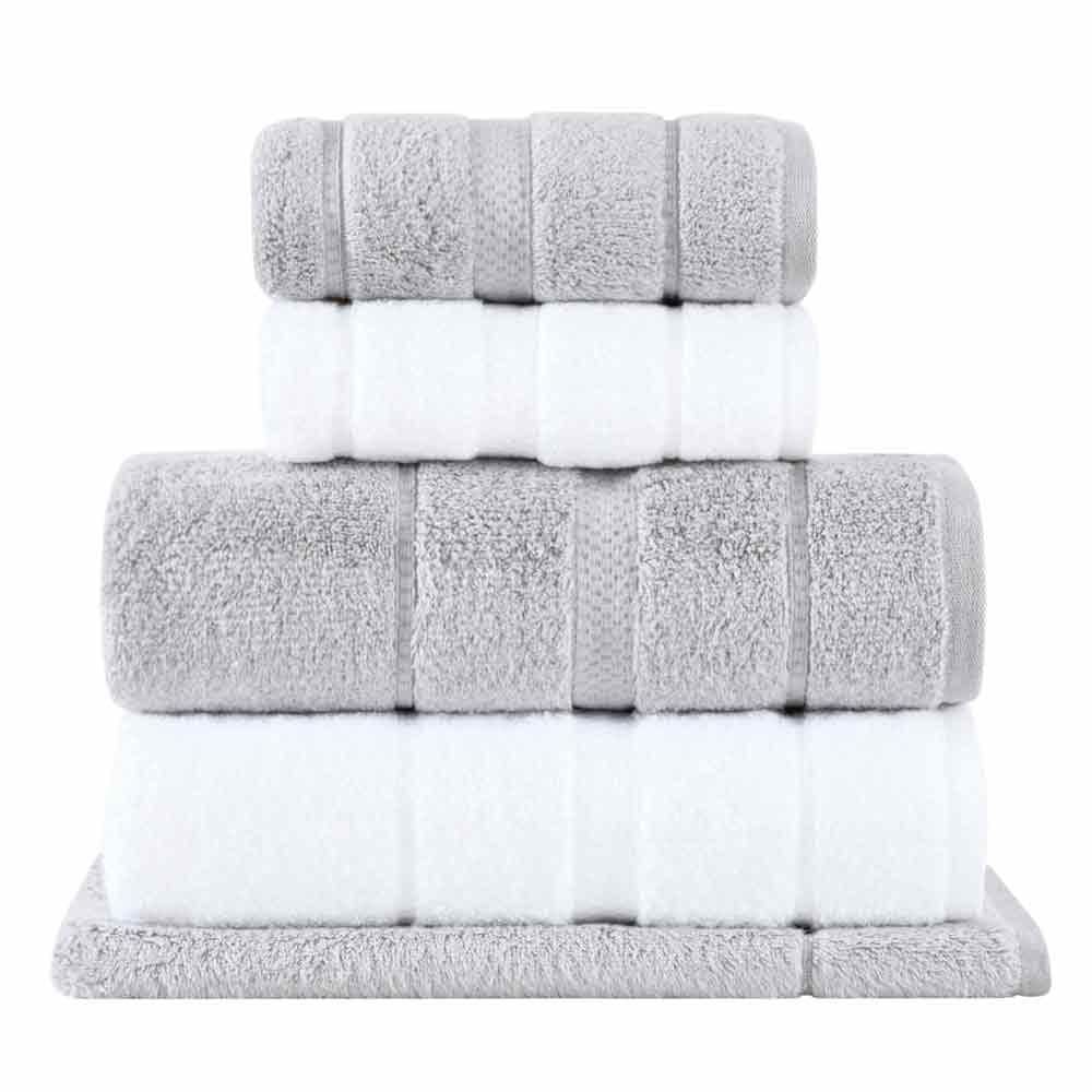 Jogo de Toalhas de Banho com 05 Peças Vision Dual Air Branca e Prata - Buddemeyer